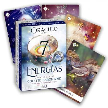 Oráculo de las 7 energías, compuesto por libro y 49 cartas.